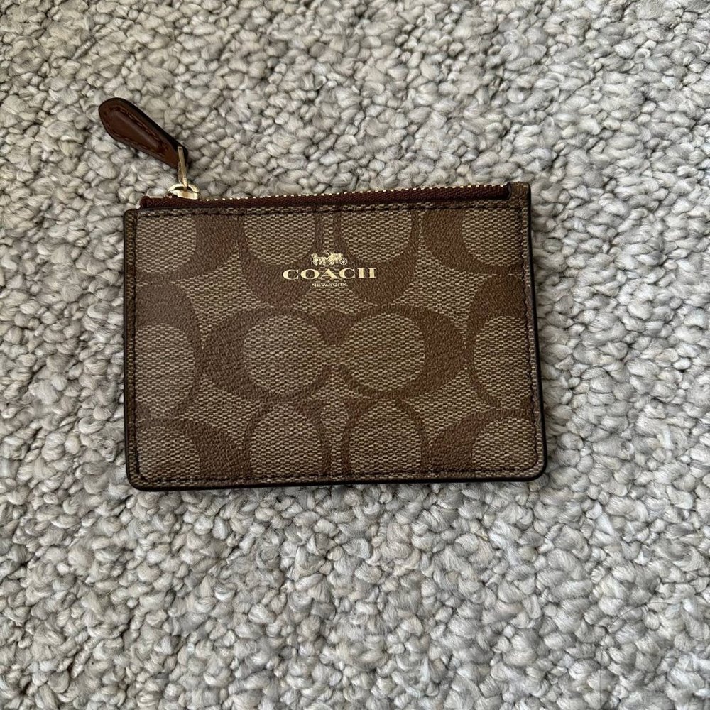 Classic Coach Monogram Leather Brown Coin Purse